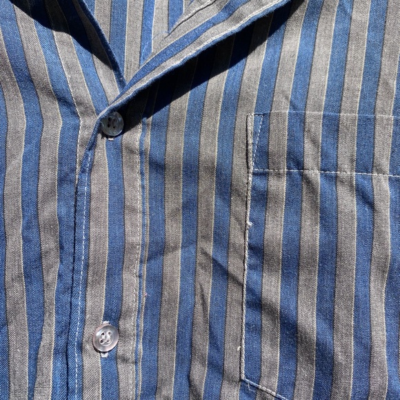 Vintage “Christopher Street” medium dress shirt; blue pin stripe made in Korea - Picture 3 of 3
